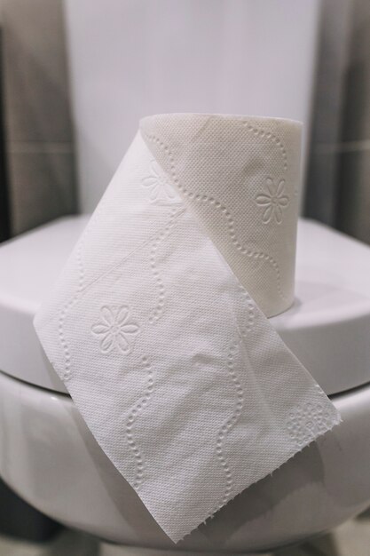 Tissue-Papier auf Toilettensitz