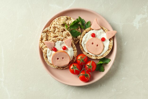 Toast mit Knäckebrot Toast für Kinder für die Schule