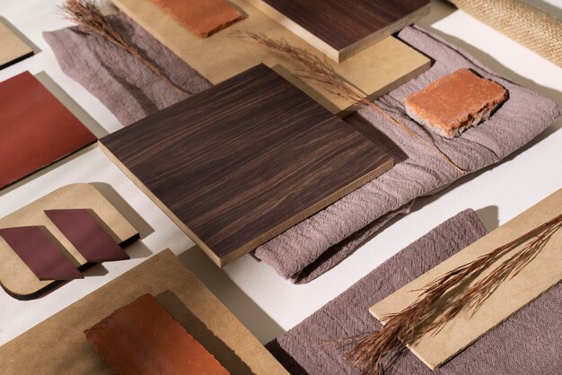 Top-Ansicht auf Platten aus MDF-Material