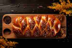 Kostenloses Foto top-view challah-gericht für hanukkah