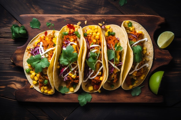 Top-View köstliche Tacos-Arrangement