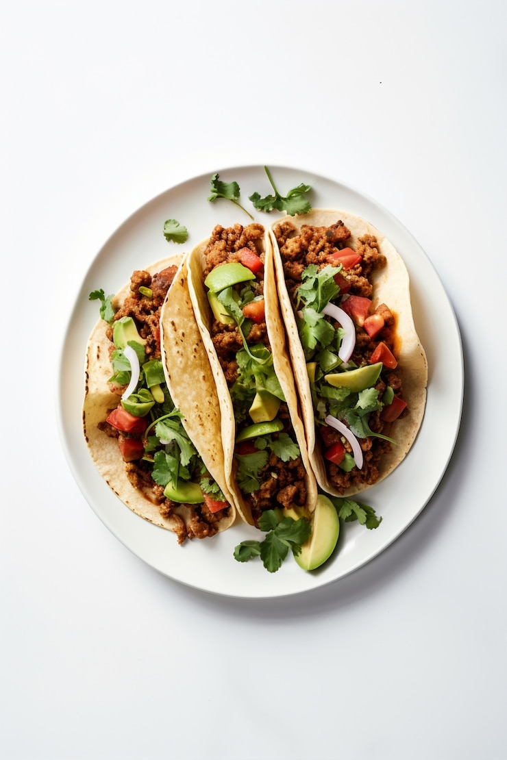 Kostenlose Foto top-view köstliche tacos auf dem teller