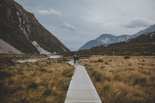 Track mit Blick auf Mount Cook in Neuseeland