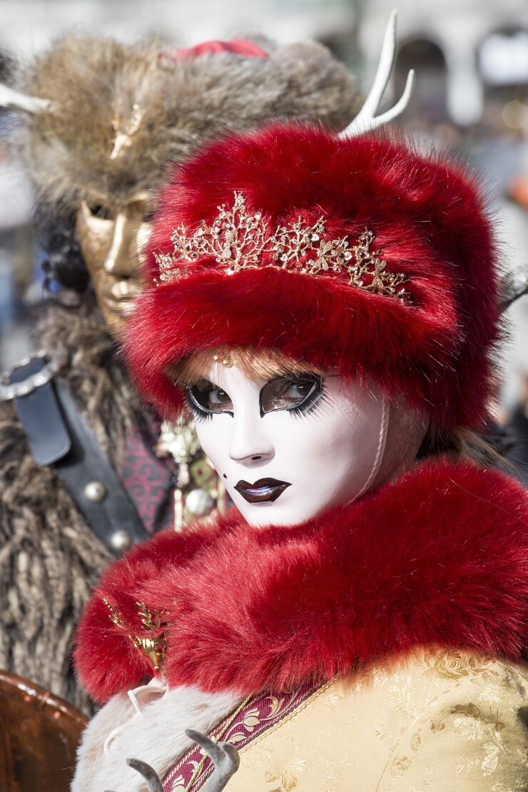 Kostenlose Foto traditionell gekleidete person des karnevals in venedig
