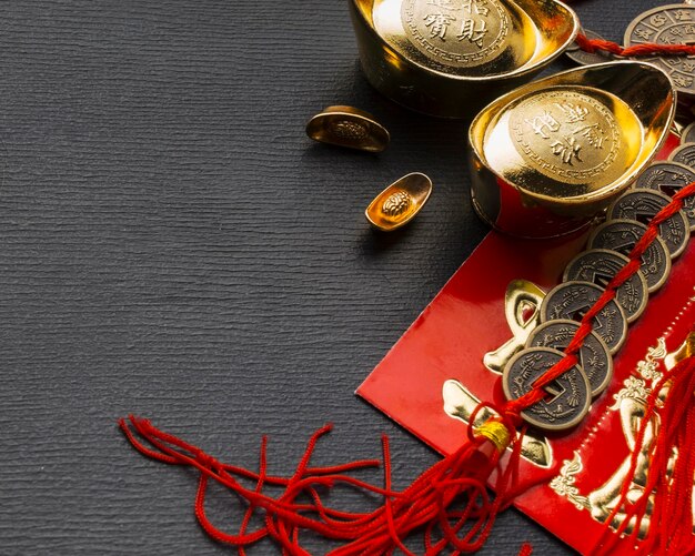 Traditionelle chinesische Neujahrsobjekte hohe Ansicht