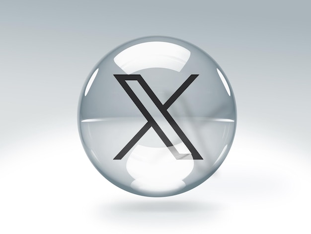 Kostenloses Foto transparente glasblase mit x-logo darin isoliert auf transparentem hintergrund