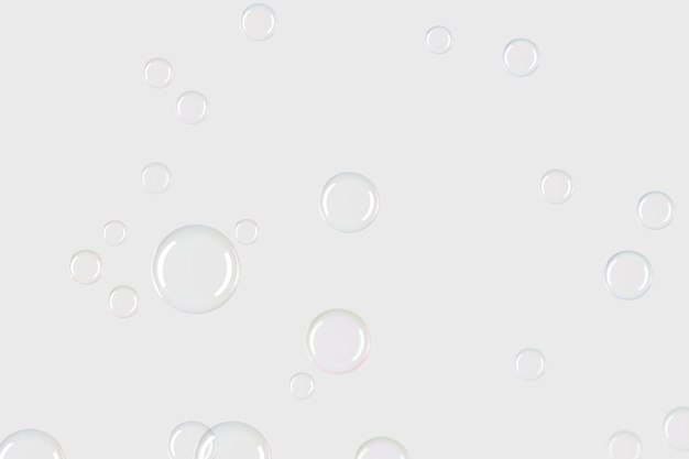 Transparentes Seifenblasenmuster auf einer grauen Hintergrundtapete
