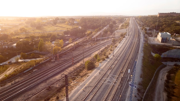 Transportkonzept mit Luftbild der Eisenbahnen