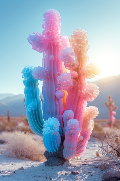 Kostenloses Foto traumhafte 3d-rendering von magischem kaktus