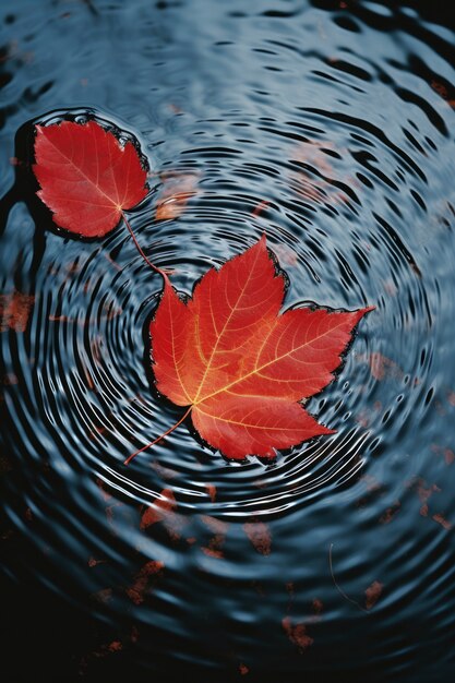 Trockenes Herbstblatt auf Wasser