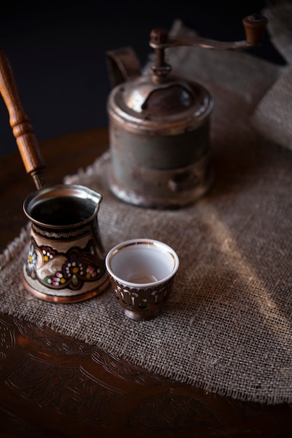 Türkischer Kessel der hohen Ansichtweinlese für Kaffee