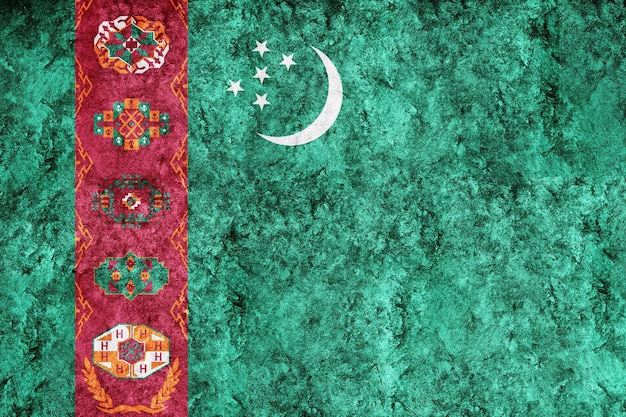 Kostenloses Foto turkmenistan metallische flagge, strukturierte flagge, grunge-flagge