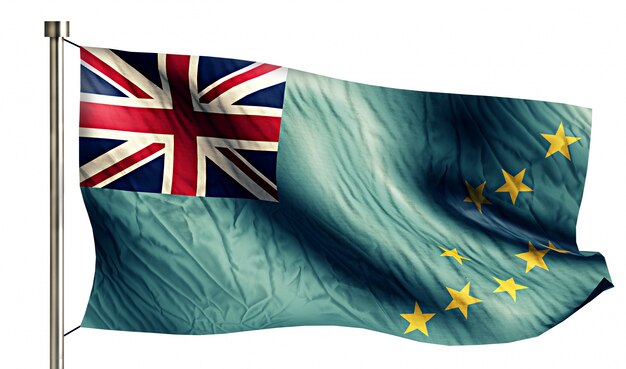 Tuvalu Nationalflagge isoliert 3D weißen Hintergrund