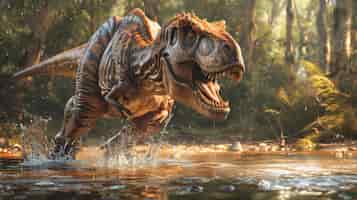 Kostenloses Foto tyrannosaurus rex in freier wildbahn