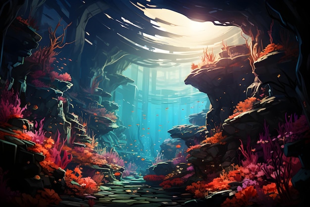 Kostenloses Foto unter dem red sea-themenillustrationsdesign