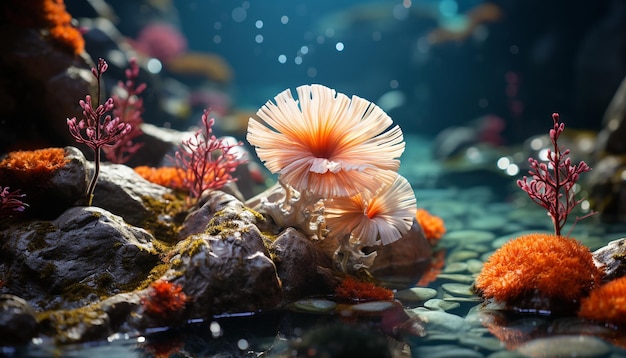 Unterwasserschönheit, bunte fische, korallenriffe und wasserpflanzen, erzeugt durch künstliche intelligenz