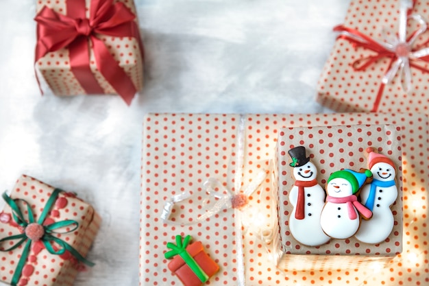 Urlaub schöne Kisten mit Lebkuchen, Draufsicht.