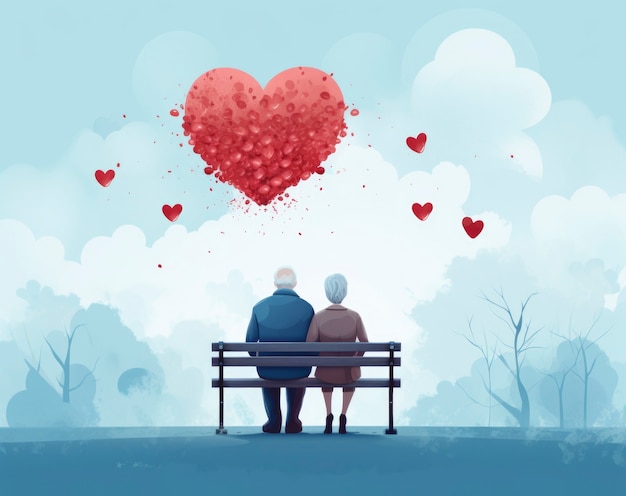 Valentinstag digitale Kunst mit romantischem Paar