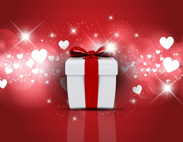 Valentinstag Hintergrund mit Geschenk-Box auf Herzen Design