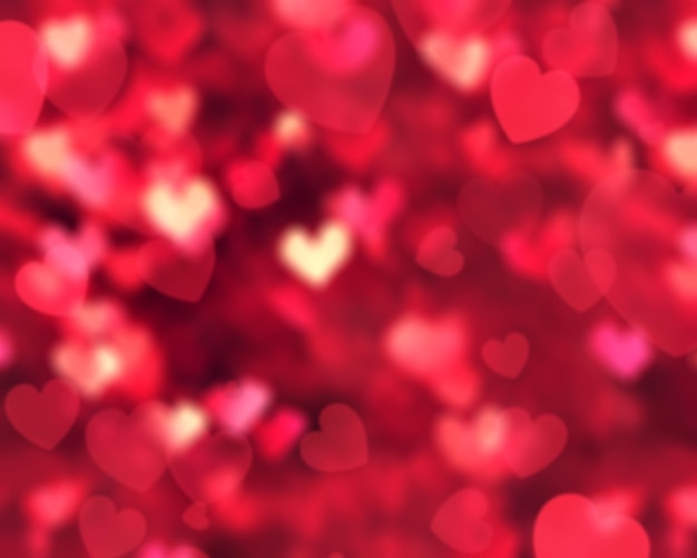 Kostenloses Foto valentinstag hintergrund mit herzförmigen bokeh-lichtern