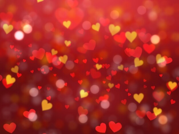 Valentinstaghintergrund mit Herzen formte bokeh Lichter