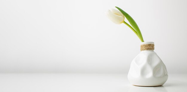 Vase mit Tulpe auf dem Schreibtisch