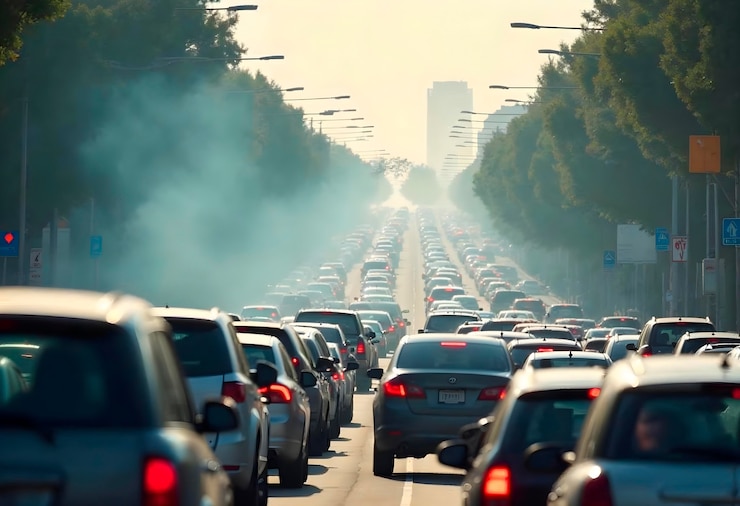 Kostenlose Foto verkehrsstaus und luftverschmutzung