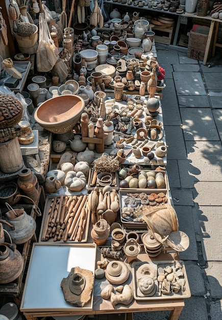 Kostenloses Foto verschiedene gegenstände, die auf einem gartenverkauf verkauft werden.