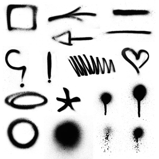 Verschiedene Symbole der schwarzen Farbe