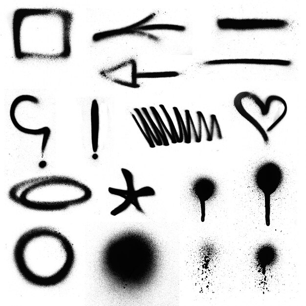 Verschiedene Symbole der schwarzen Farbe