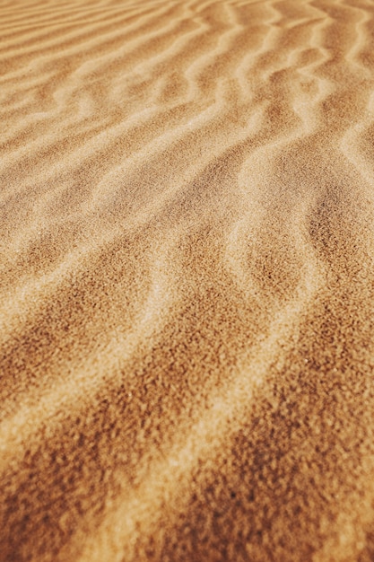 Vertikale Aufnahme der Muster auf dem Sand in der Wüste