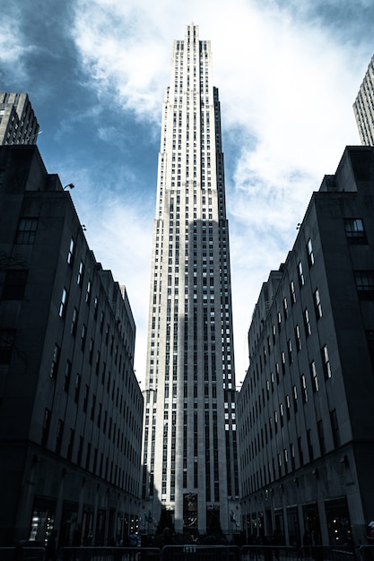 Vertikale Aufnahme des Rockefeller Center in New York, USA