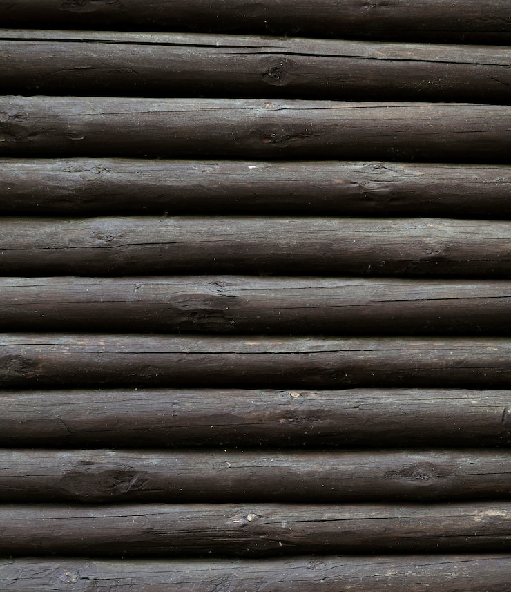 Kostenlose Foto vertikaler stapel von hölzernen baumstämmen