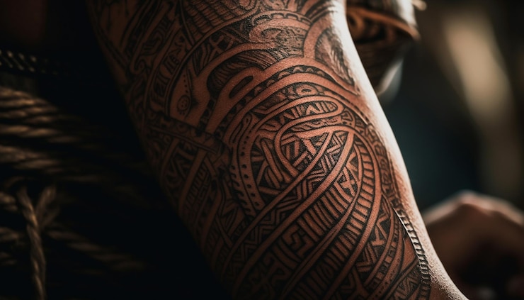 Kostenlose Foto verzierte henna-tattoo-dekoration der indigenen kultur, generiert durch ki
