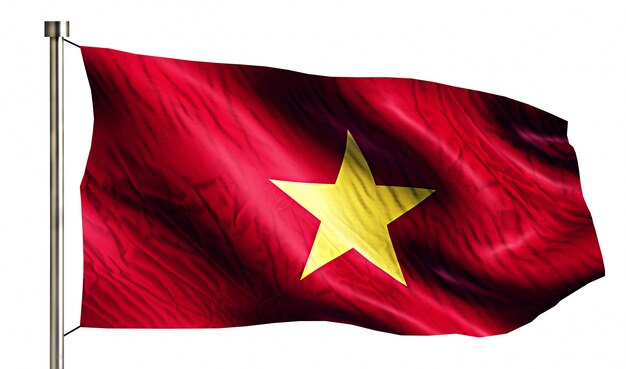 Vietnam Nationalflagge isoliert 3D weißen Hintergrund