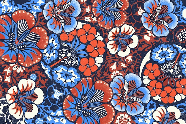 Vintage Batik-Blumenmusterillustration