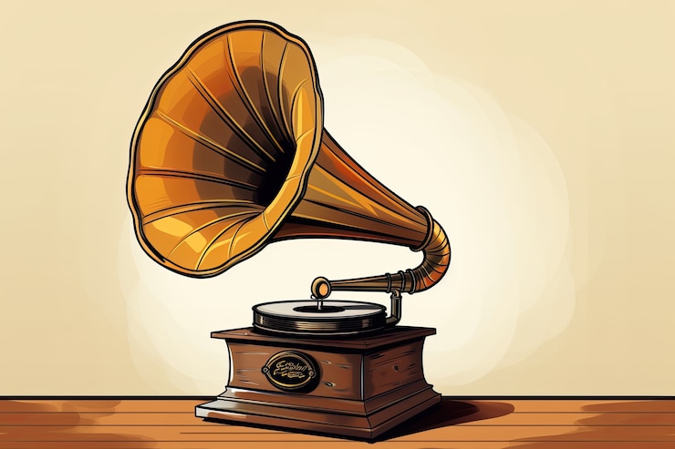 Kostenlose Foto vintage-gramophone im cartoon-stil