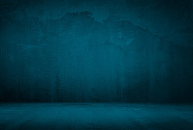 Vintage Grunge blaue Beton Textur Studio Wand Hintergrund mit Vignette.