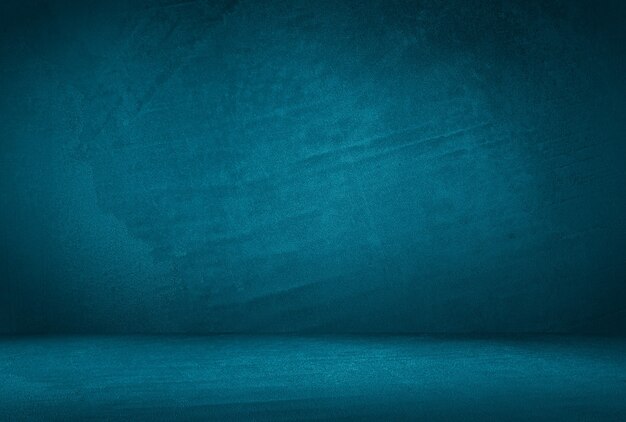 Vintage Grunge blaue Beton Textur Studio Wand Hintergrund mit Vignette.