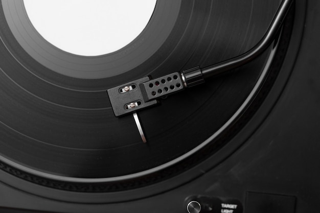 Vinyl-Schallplatten-Komposition in Draufsicht