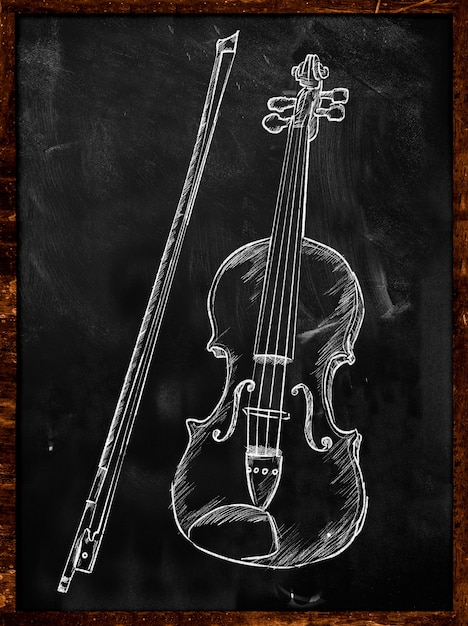 Kostenloses Foto violine zeichnung skizze auf tafel musik