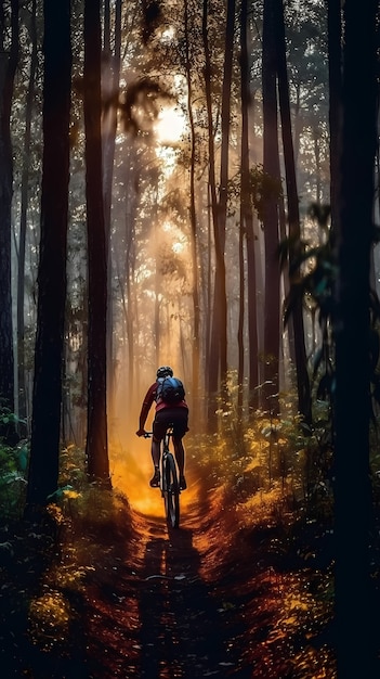 Kostenloses Foto vollbildaufnahme eines mannes, der draußen fahrrad fährt