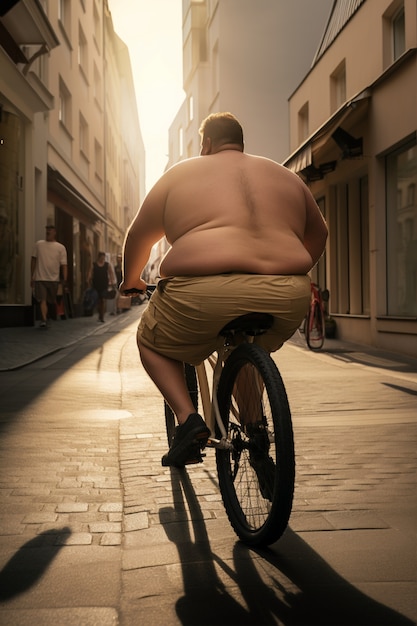 Vollbildaufnahme eines Mannes, der draußen Fahrrad fährt