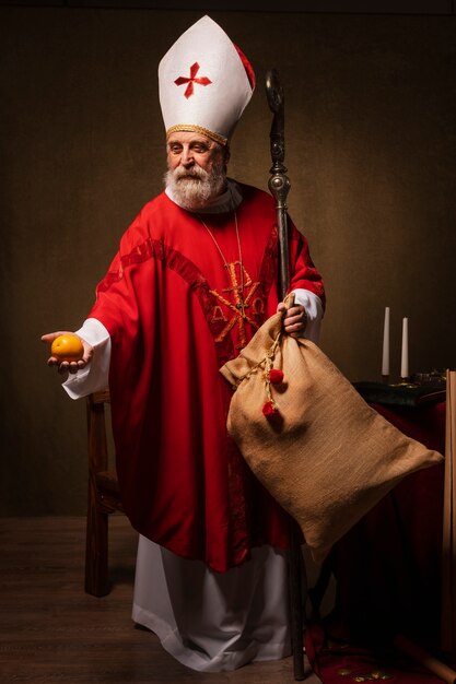 Voller schuss st nikolaus, der sack hält