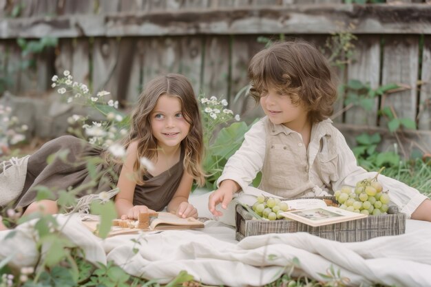 Volles Bild von Kindern, die einen Picknicktag genießen