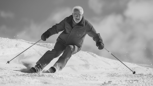 Kostenloses Foto vollschuss mann, der monochrom fährt