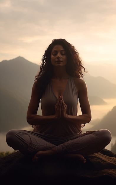 Kostenloses Foto vollständige frau beim yoga