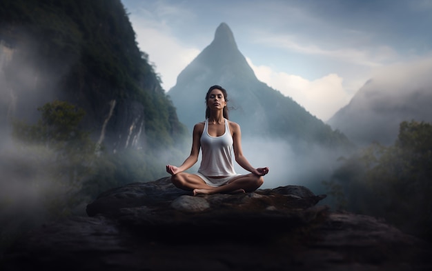 Kostenloses Foto vollständige frau beim yoga