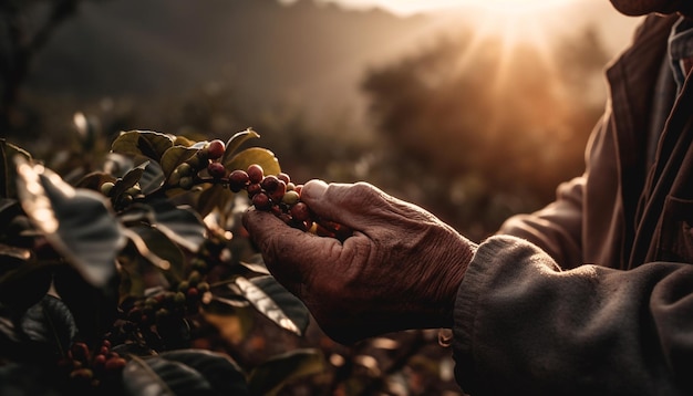 Kostenloses Foto von hand gepflückte, erntereife bio-früchte, generiert durch ki