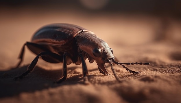 Kostenloses Foto von ki erzeugter gehörnter rüsselkäfer, der in der natur auf pflanzen kriecht
